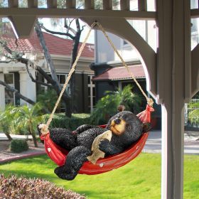 SUMMER SNOOZE HANGING BLACK BEAR STATUE