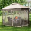 Outdoor 10 x 12 Ft Octagon Gazebo with Mosquito Net Sidewalls and Beige Canopy