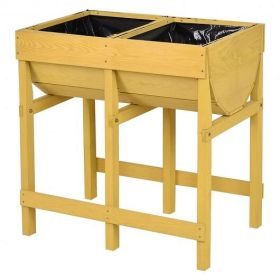 Raised Wooden Planter Vegetable Flower Bed with Liner