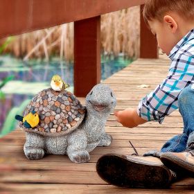 PEBBLE TURTLE WITH BIRDS STATUE