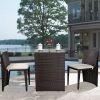 3 Pieces Cushioned Wicker Patio Bistro Set with No Assembly Needed