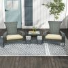 3-Piece Wicker Adirondack Set with Comfy Seat Cushions-Gray