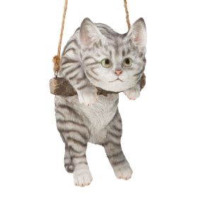 GREY TABBY CAT HANGING