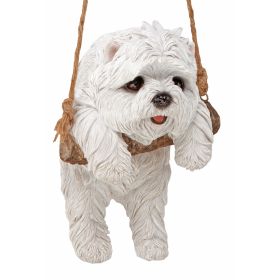 WHITE MALTESE DOG HANGING