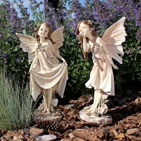 S/2 WILDFLOWER MEADOWS FAIRY STATUES