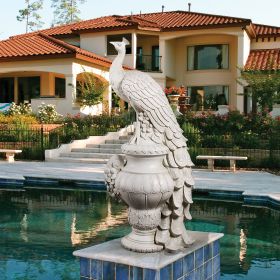 GIANT STAVERDEN PEACOCK ON URN