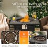 32 Inch Propane Fire Pit Table Square Tabletop with Lava Rocks Cover 50000 BTU-Black