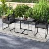 3 Pieces Outdoor Dining Set with Folding Backrest and Seat Cushions-Black