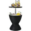 3 in 1 8 Gallon Patio Rattan Cooler Bar Table with Adjust Ice Bucket-Black