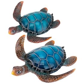 S/2 BLUE SEA TURTLE STATUES