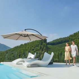 LAUSAINT HOME 12FT Deluxe Patio Umbrella with Base Included; Outdoor Large Hanging Cantilever Curvy Umbrella with 360¬∞ Rotation for Pool; Garden; Dec