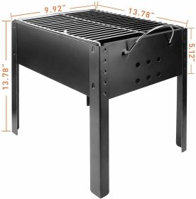 YSSOA 14'' Portable Grill Charcoal Barbecue Grill, Small D, Portable Grill,Detachable Grill , Mini Tabletop Camping Grill BBQ, Black