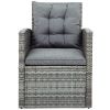 TOPMAX 5-piece Outdoor UV-Resistant Patio Sofa Set with Storage Bench All Weather PE Wicker Furniture Coversation Set with Glass Table, Gray