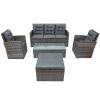 TOPMAX 5-piece Outdoor UV-Resistant Patio Sofa Set with Storage Bench All Weather PE Wicker Furniture Coversation Set with Glass Table, Gray