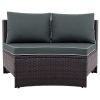 TOPMAX 6 Pieces Outdoor Sectional Half Round Patio Rattan Sofa Set, PE Wicker Conversation Furniture Set w/ One Storage Side Table for Umbrella and On