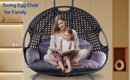 (Arrived at port on Apr. 20) Double Swing Egg Chair with Stand Indoor Outdoor