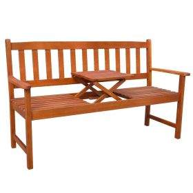 Garden Bench with Pop-up Table 62.2' Solid Acacia Wood