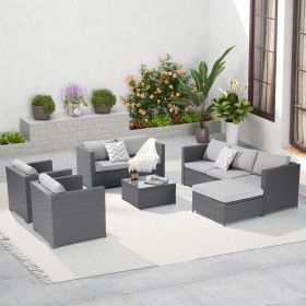 Outdoor Garden Rattan Table And Table Furniture Set 6 PIECES PE RATTAN OUTDOOR FURNITURE SOFA SET