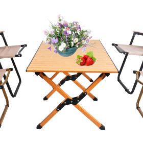 Portable picnic table, rollable aluminum alloy table top, with folding solid X-shaped frame, and handbag ZB1003MW