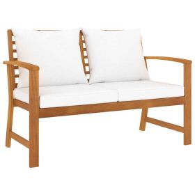 Patio Bench 47.2" with Cream Cushion Solid Acacia Wood