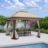 Outdoor 11x 11Ft Pop Up Gazebo Canopy With Removable Zipper Netting,2-Tier Soft Top Event Tent,Suitable For Patio Backyard Garden Camping Area with 4