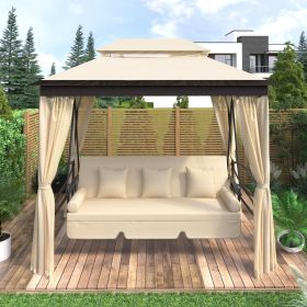 [VIDEO provided] U_STYLE 8.9 Ft. W x 5.9 Ft. D Outdoor Gazebo with Convertible Swing Bench