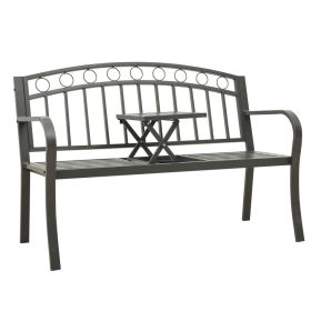 Patio Bench with a Table 49.2" Steel Gray