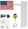 20 FT Sectional Flag Pole Kit Extra Thick Aluminum Flagpole with 1 Flag 2 Rope