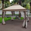 Outdoor 11x 11Ft Pop Up Gazebo Canopy With Removable Zipper Netting,2-Tier Soft Top Event Tent,Suitable For Patio Backyard Garden Camping Area with 4