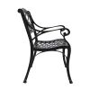 2 Piece Outdoor Dining Chairs, Cast Aluminum Chairs with Armrest, Patio Bistro Chair Set of 2 for Garden, Backyard (Flower pattern 2 Chairs)