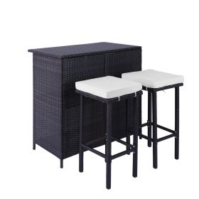 3-Piece Patio Outdoor Conversation Bar Set of 1Table and 2Stools