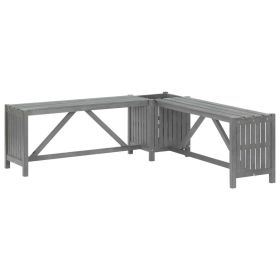 Patio Corner Bench with Planter 46.1" Solid Acacia Wood Gray