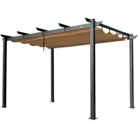 Aluminum Retractable Pergola with Sun Shade Patio Gazebo with Weather-Resistant Canopy for Backyard Deck Garden Grape Trellis Outdoor Pergola, Beige