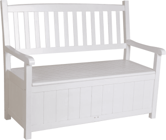 Outdoor Wooden Storage Bench with Large Deck Box for Patio Garden Porch, White