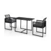 3 Pieces Outdoor Dining Set with Folding Backrest and Seat Cushions-Black