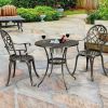 3 Pieces Outdoor Set Patio Bistro with Attached Removable Ice Bucket