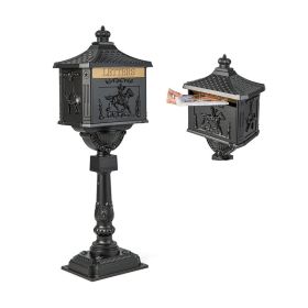 Outdoor Lawn Decor Retro Cast Aluminum Mailbox (Color: Black, Type: Mailbox)