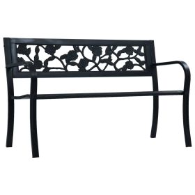 Patio Bench 49.2" Black Steel (Color: Black)