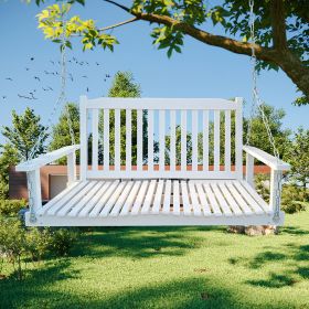 Front Porch Swing with Armrests, Wood Bench Swing with Hanging Chains,for Outdoor Patio ,Garden Yard, porch, backyard, or sunroom,Easy to Assemble,whi (Color: White)