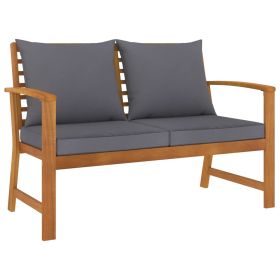 Patio Bench 47.2" with Dark Gray Cushion Solid Acacia Wood (Color: Grey)