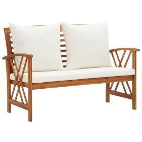 Patio Bench with Cushions 46.9" Solid Acacia Wood (Color: Brown)