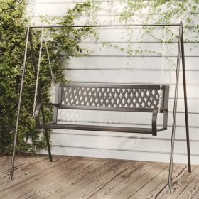 Patio Swing Bench 49.2" Steel and Plastic Black (Color: Black)