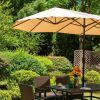 13 ft Large Patio Umbrella Double Sided Outdoor Market Umbrella Beige