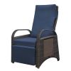 Outdoor Adjustable Wicker Recliner with Flip Table