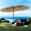 13 ft Large Patio Umbrella Double Sided Outdoor Market Umbrella Beige