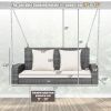 2-Person Patio PE Wicker Hanging Porch Swing Bench Chair Cushion 800 Pounds