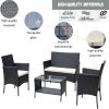 4 PC Rattan Patio Furniture Set Outdoor Patio Cushioned Seat Wicker Sofa