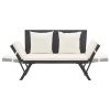 Patio Bench with Cushions 69.3" Black Poly Rattan