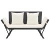 Patio Bench with Cushions 69.3" Black Poly Rattan