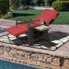 Outdoor Adjustable Wicker Recliner with Flip Table